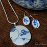 Blue & White Pottery ShardSterling Bezel Pendant - OutOfAsia